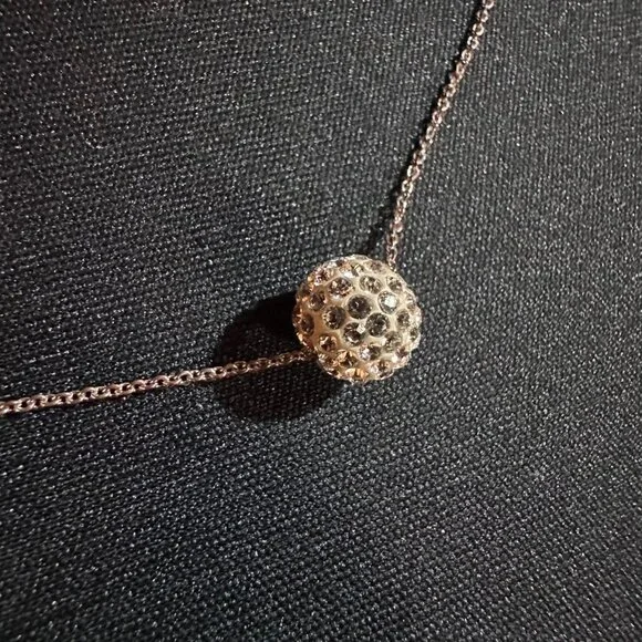 Swarovski Diamond Bedazzled Ball Womens Necklace on Sliver Sterling 16" Chain - Picture 2 of 6
